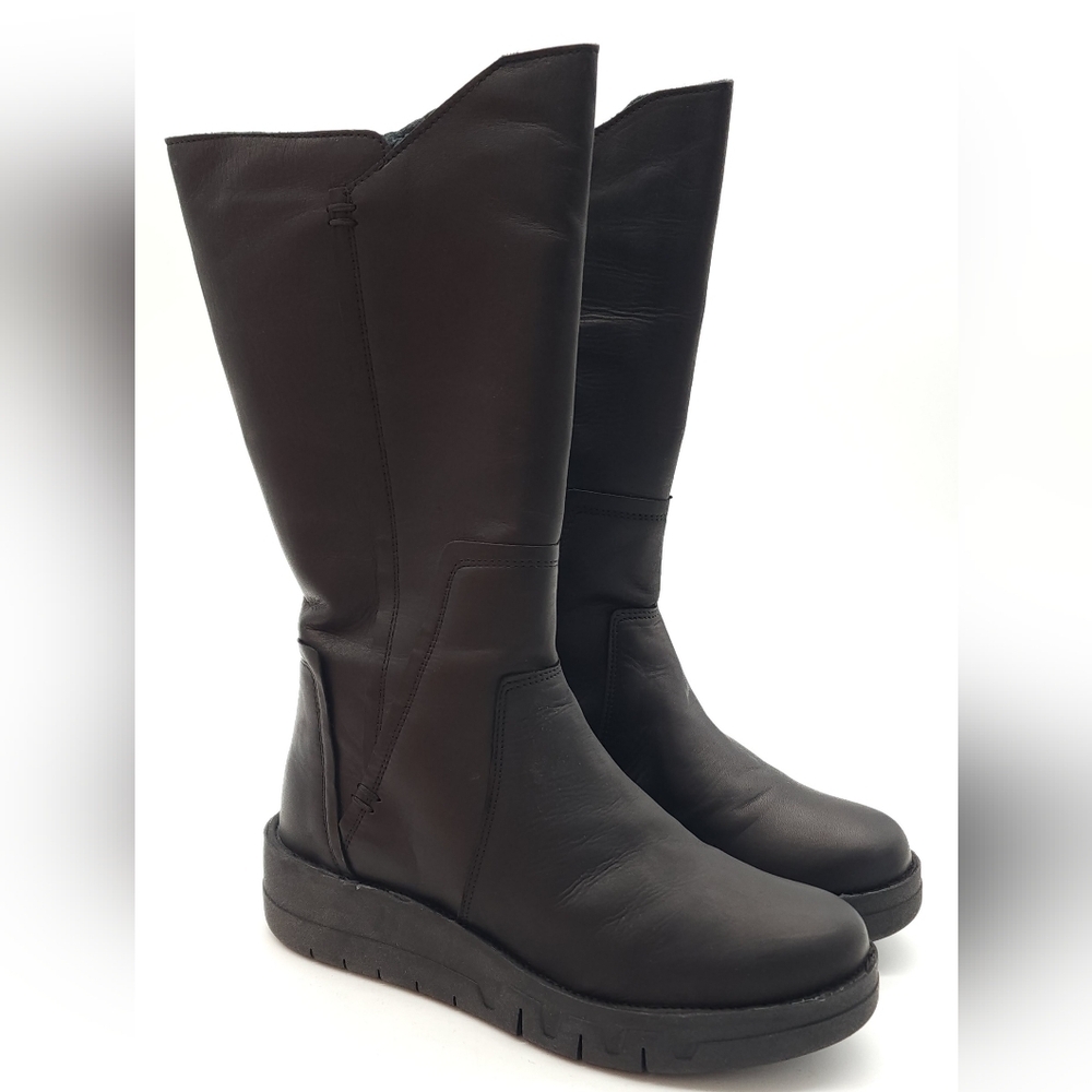 Miz Mooz Lear Black Leather Zip Up Mid Calf Boots - Picture 2 of 10
